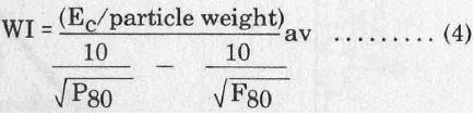 instrumento de pruebas para work index de bond con trituración de impacto equation